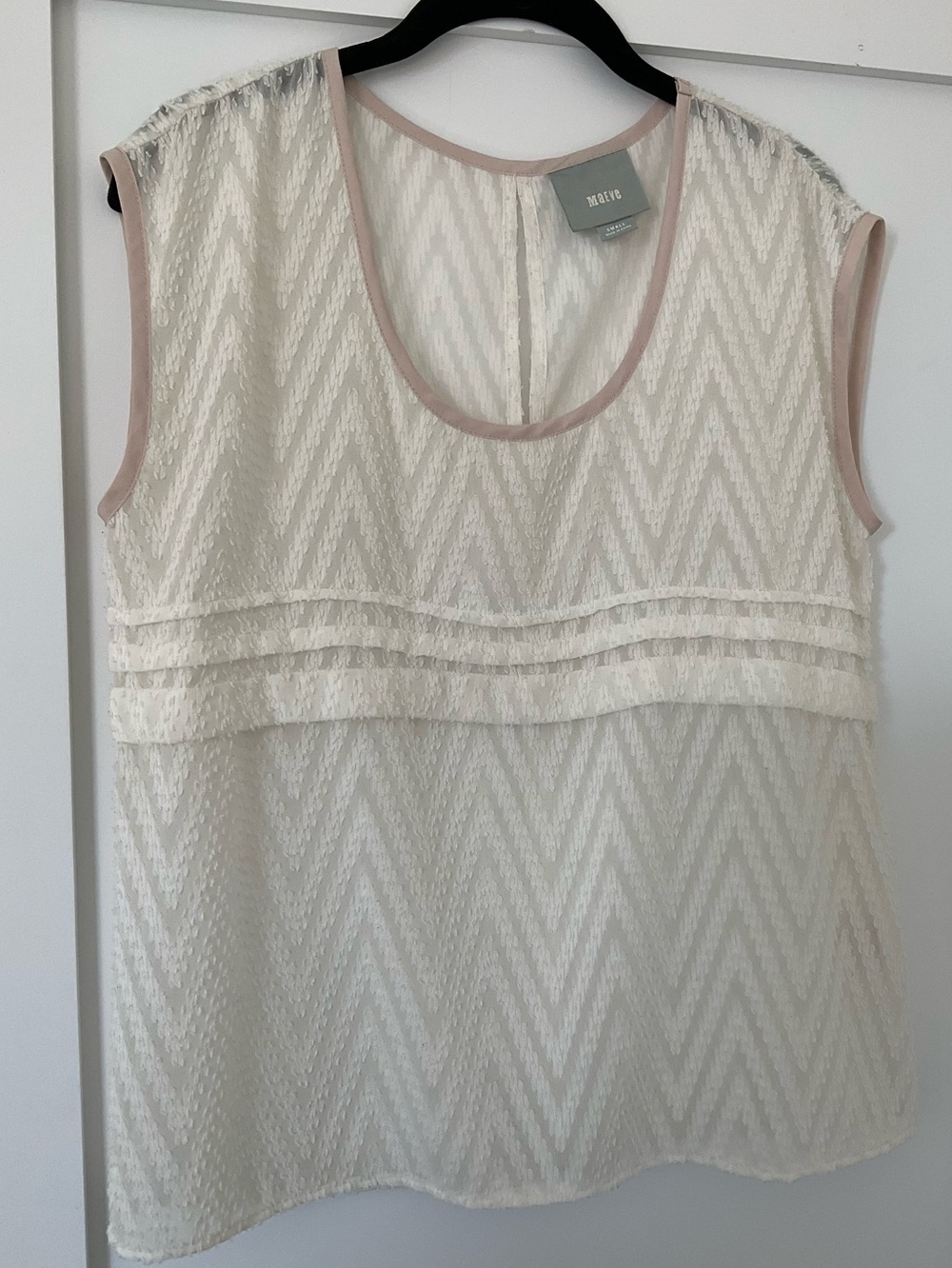 Maeve by Anthropologie S sheer ivory chevron textured top
